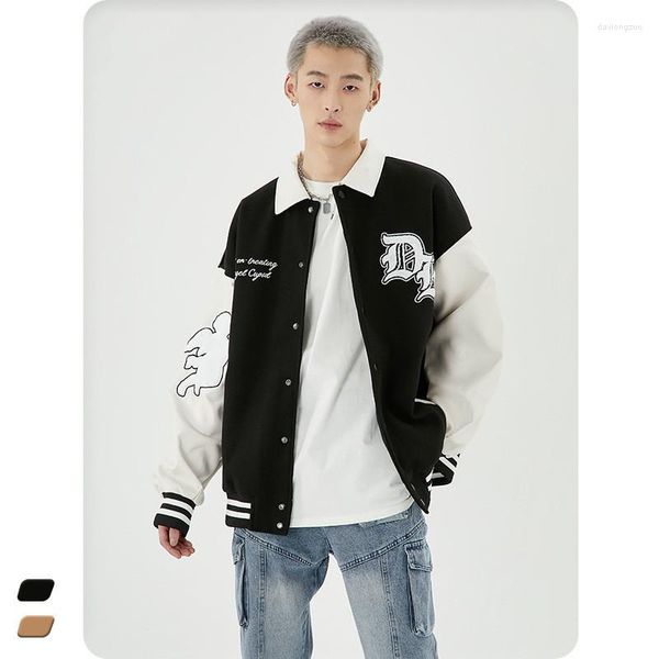 Jackets masculinos Vayrich Angel Borderyer Baseball Jacket casal Streetwear