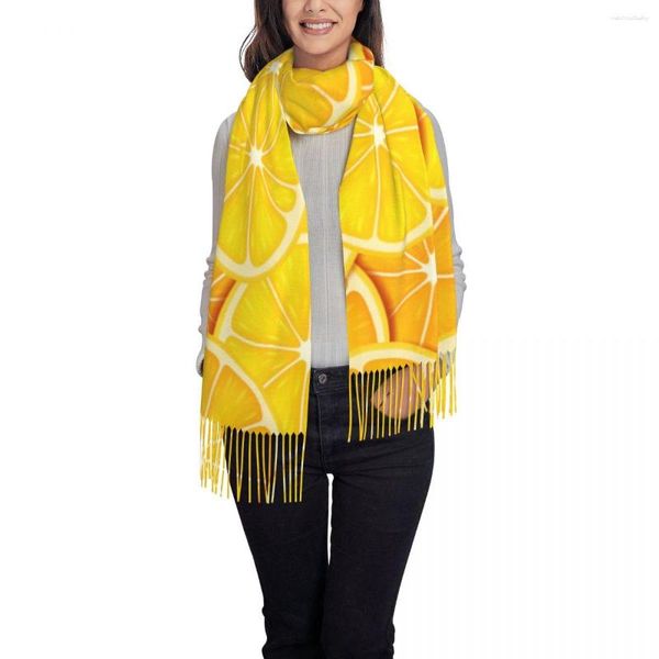 Sciarpe donne texture sciarpa fette di limone a scialli invernali luminose involucri sottili da donna ladromba peloso bufanda