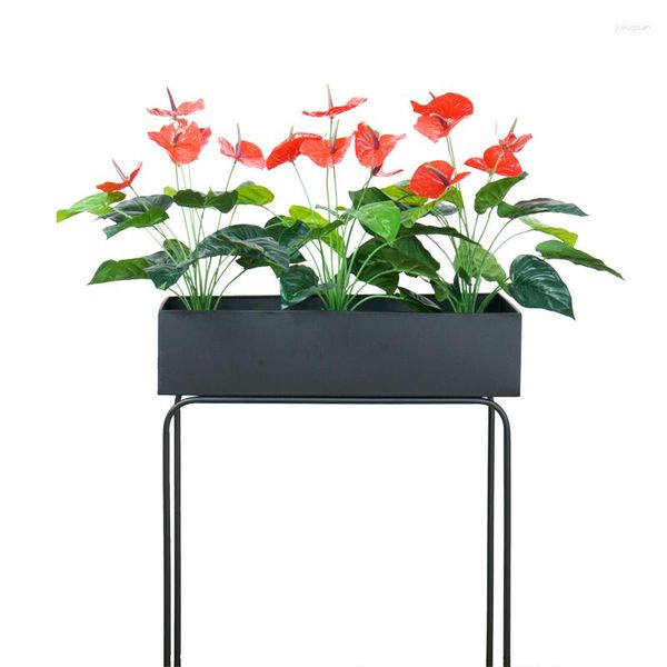 Fiori decorativi 5 teste artifciali in plastica artificiale rosso anthurium desktop bonsai balcone in vaso piante verdi bouquet home giardino decorazione