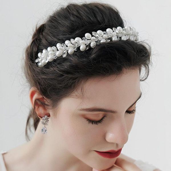 Cabeças de fábrica de pérolas de cristal Bandas para a cabeça para mulheres acessórios de cabelo de noiva Coroa de casamentos Jóias Party Bride Headpied Presente