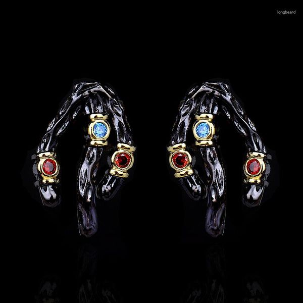 Orecchini per borchie Cizeva Retro Luxury Earrings for Women Unique Cubic Zircronia Ladies Party Wedding Gioielli Black Gold Colore