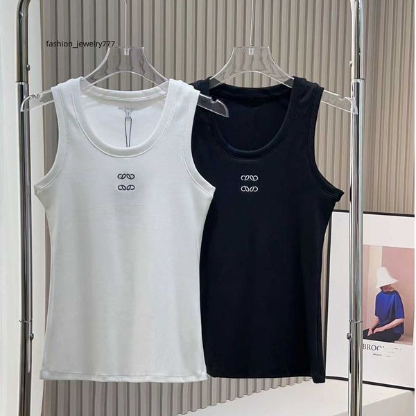 Tasarımcı T Shirt Tişörtleri Tank üst anagram Düzenli Kırpılmış Pamuk Jersey Camis Kadın Tees Nakış Trikoları Kadınlar Spor Yoga Top Basit Vest33