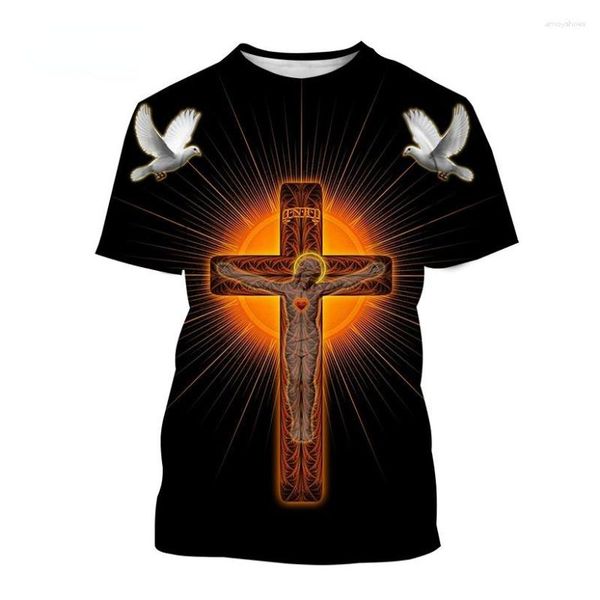 Herren T-Shirts Hemd Cool Jesus Kreuz 3D Print Grafik