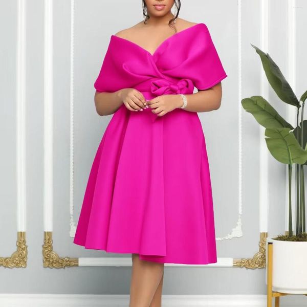 Vestidos de tamanho grande Mulheres elegantes Vestido Crazy Pink 3xl Ruffled Party for Wedding 2023 Summer Feminino Bestidos