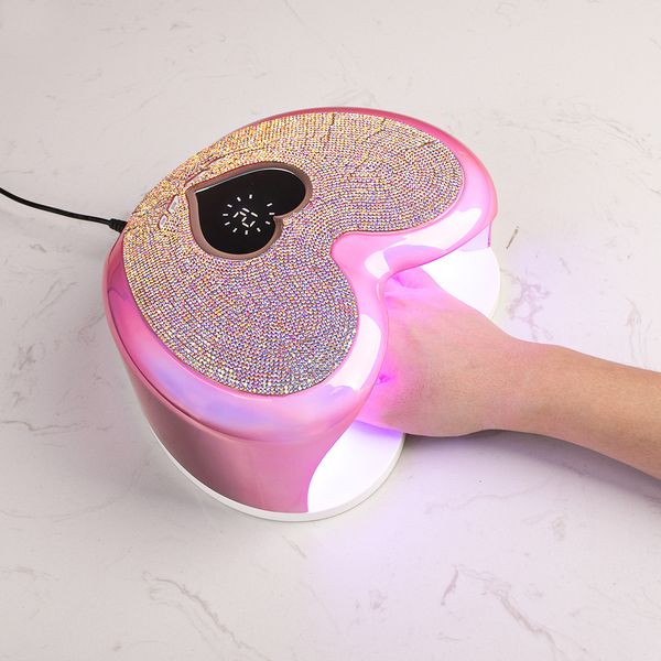 Lâmpada de unhas de unha 96w com strass em gel de gel de unha Máquina de pedicure LED Ferramentas de unhas leves conjunto de cristal 230814