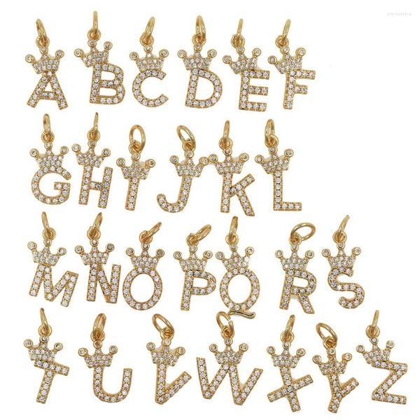 Colares pendentes moda moda tacas de luxo coroa de cor ouro 26 iniciais letra de zircão CZ Acessórios de colar para mulheres fabricação de jóias personalizadas
