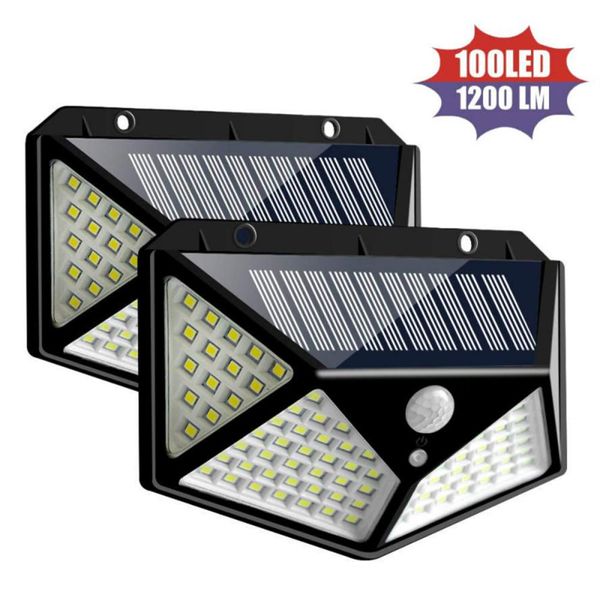 4pcs 100 LED Solar Power Wall Light PIR -Bewegungssensor 3 Beleuchtungsmodus Solarlampe wasserdicht