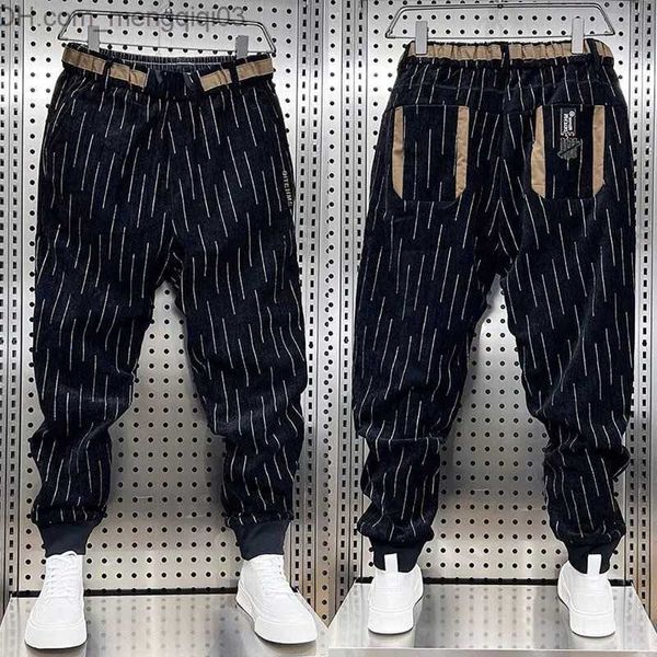 Herrenhosen modische Palasthosen gestreiftes Hip Hop Street Kleidung hochwertige einzigartige Markenhosen Neue Baumwoll -Joggerhose Z230815