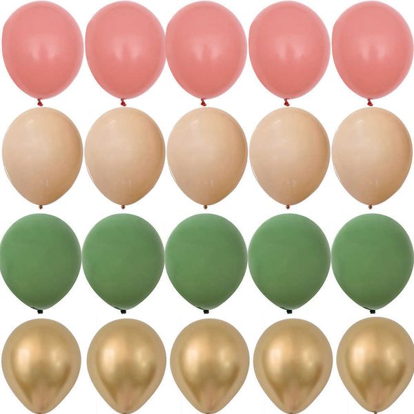 Decorazione 15/20 pezzi Set di palloncini da 12 pollici Palloncino retrò verde oro rosa per decorazioni di compleanno matrimonio giungla