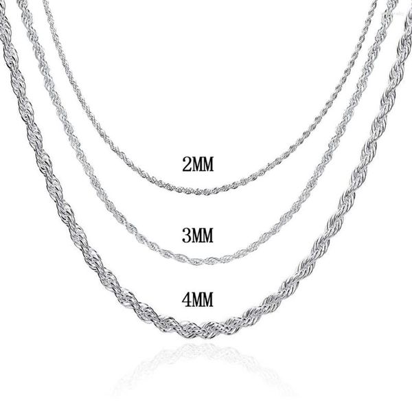 Цепи 925 Серебряное 2 мм/3 мм/4 мм скрученное веревочное ожерелье для женщин ожерелья для женщин Модные украшения
