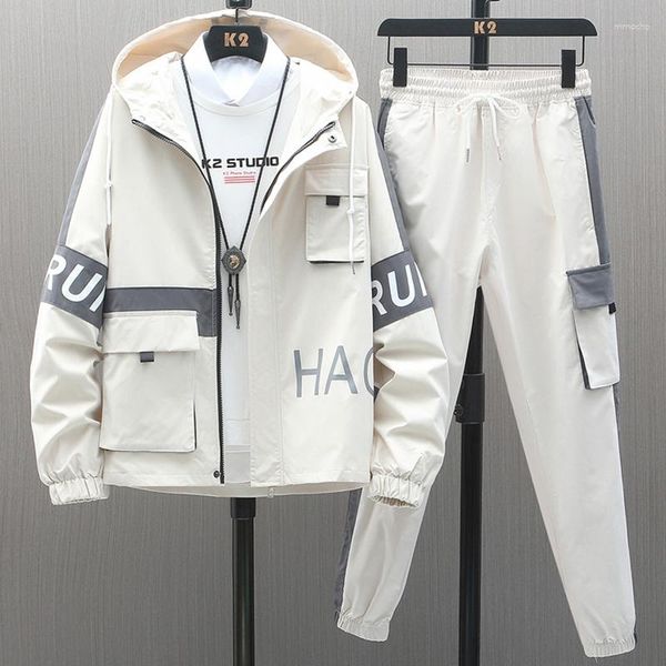 Herren -Tracksuits mit Kapuze -Trailsuit 2023 Brand Streetwear Patchwork -Sets 2 -teilige Jacke Hose Freier Sportanzug plus Größe 8xl