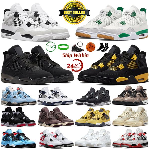 4 4s Basketballschuhe Männer Frauen 4s Thunder Seafoam Black Cat Pine Green Cement Military Black University Blue Herren Trainer Sport Turnschuhe