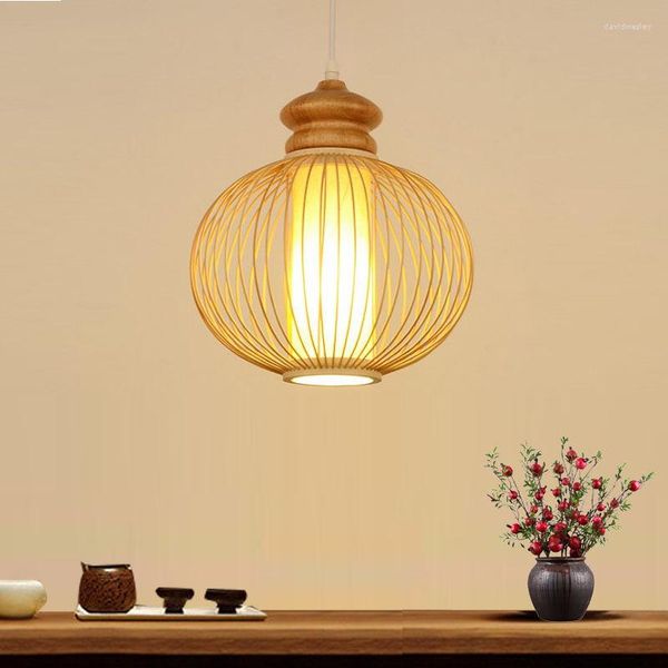 Anhängerlampen handgefertigtes Laternenkunstwerk Kronleuchter Vintage Bambuslampe Tatami Bett Frühstück Club