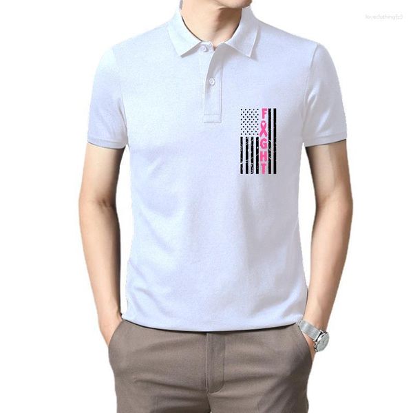 Polos masculinos Fight-Breast Survivor American Flag Print Print Câncer Camise