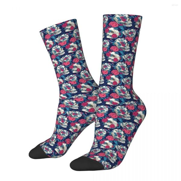 Herrensocken alle Jahreszeiten Schädel und Rosen Zucker Harajuku Schweiß aufnehmen Crew Casual Strümpfe für Männer Frauen Geschenke