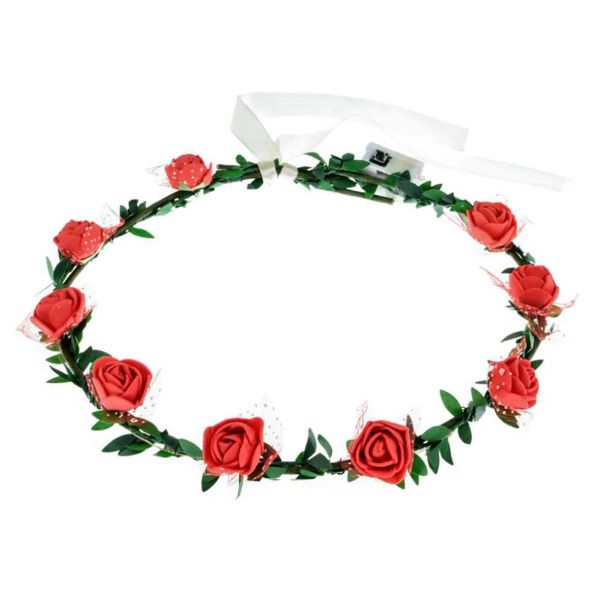 Crown LED Blumenkranz Haarzubehör leuchten Schaum Rose Stirnband Party Geburtstag florale Kopfbedeckung für Frauen Mädchen Hochzeit Beach Ll