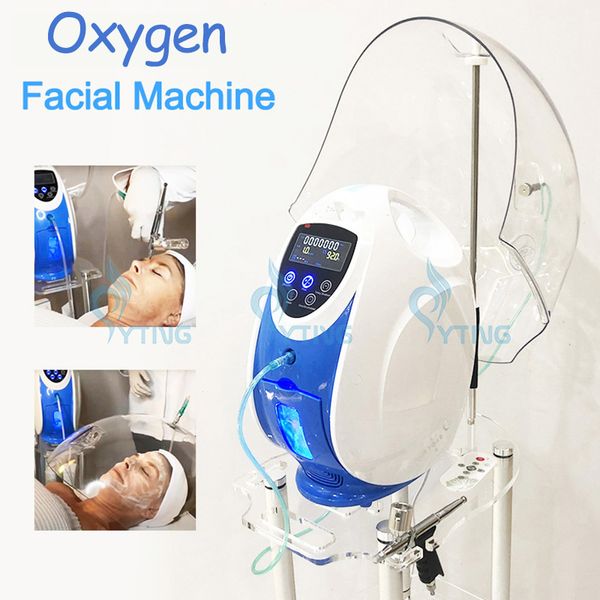 2 em 1 face oxigenoterapia máscara cúpula de oxigênio jato spray rejuvenescimento Máquina facial