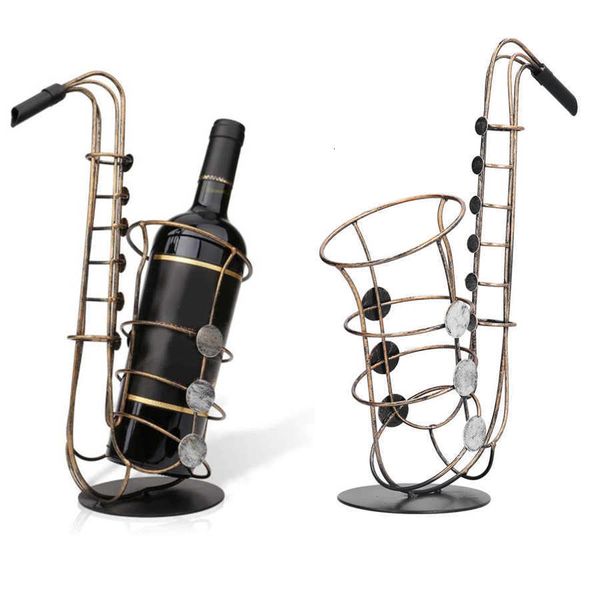 Tumbler Wine Flaschenhalter Metallfiguren Saxophon Praktische Handwerksanlage Zubehör Desktop Bar Display Stand Orament 230814
