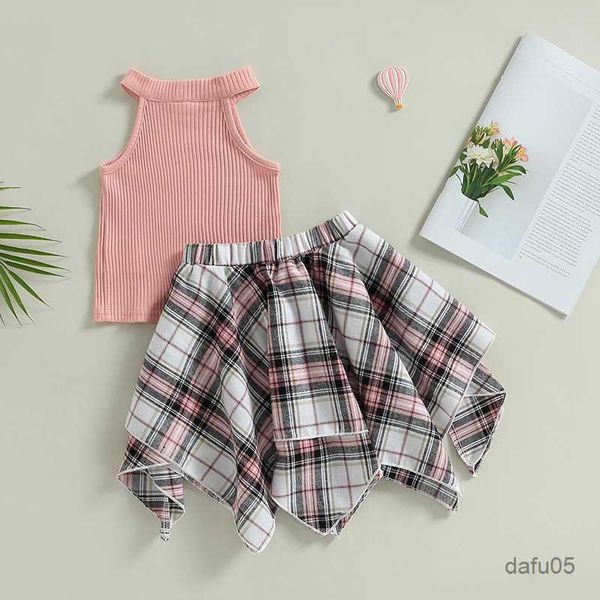Наборы одежды 2023-04-10 Lioraitiin 0-5 лет малыша для малышей 2PCS Летняя одежда набор розовой жилет