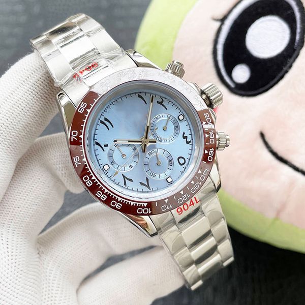 Role de luxo Mens Assista Blue Dial ST9 Aço todos os subdials funcionando 40mm Mecânico automático 2813 Movimento Sapphire Glass Cerâmica Boldana Daytonas Dhgate Relógios