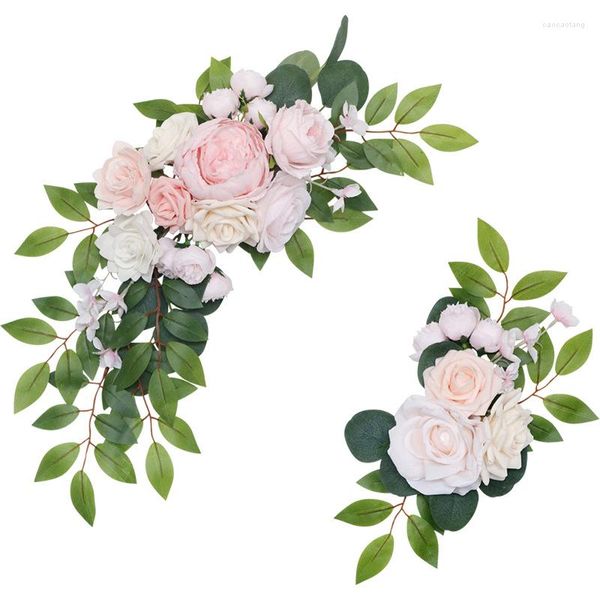 Flores decorativas Arco de casamento Flor Flor Água Artificial Assinando Welcome Decor De esquina Arranjo floral