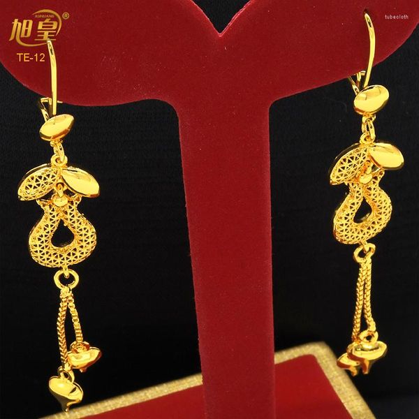 Dangle Ohrringe 24k Gold Plated Drop Earring Bankettparty Geschenke Ohrhaken Afrikanischer Charme Langer Quasten Schmuckgroßhandel Designer