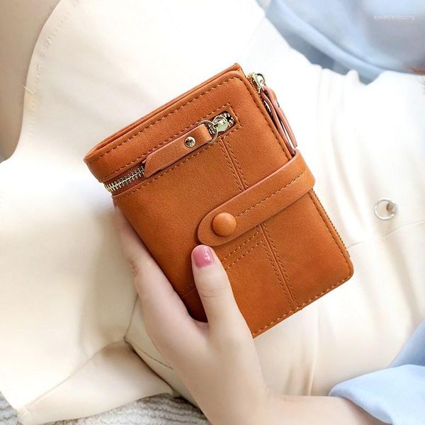 Brieftaschen Mode Frauen falten Reißverschluss kurzer Brieftasche PU Leder weibliche Münzbaus Ladies Haspupplung Clutch Halter Money Bag Handtaschen Handtaschen