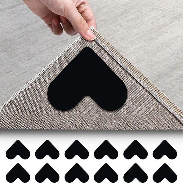 Teppiche Anti-Schlupf-Aufkleber für Bodenmatten Herzform Teppichpolster Klebeband Waschbarer Kissen Teppich Eckseite Greifer