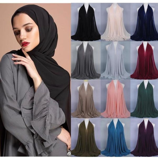 Abbigliamento etnico musulmano islamico a colori solidi chiffon hijab torbano sciarpa donne morbide scialli lunghi e avvolgono la testa di georgette sciarpe donne