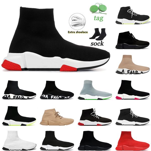 2023 Sapatos casuais Designer Meias Velocidade 1.0 Plataforma Mens Shiny Knit Trainer 1.0 Runner Sneaker Sok Shoe Black White Sneakers Women Speeds Booties Sports 36-45