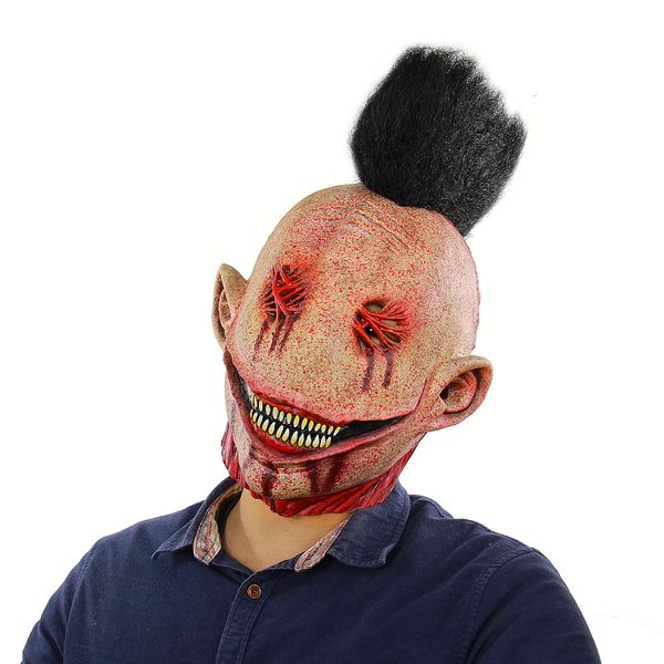 Máscaras de festa Cosplay horríveis olhos assustadores dente sem nariz máscara de Halloween assustadora com peruca de cabelo face face cabeça capacete de carnaval figurive adereços 230812