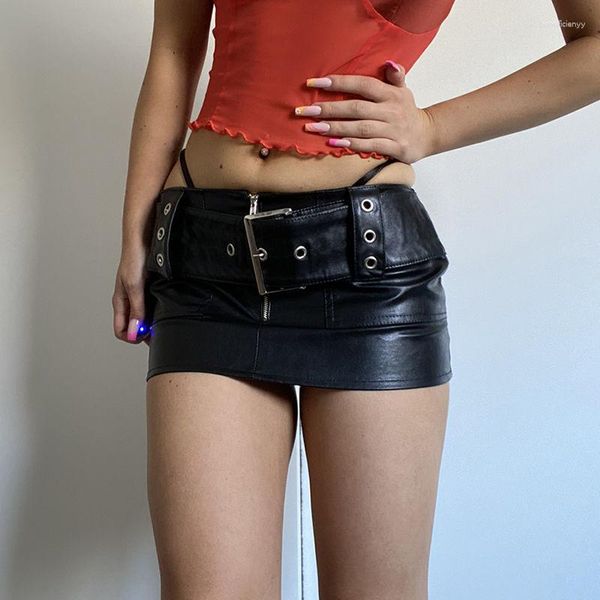 Röcke schwarzer Minirock Frauen Sommer Y2K Ästhetische elastische Hochtailler Shorts Slim A Line Mode Casual Streetwear Kawaii