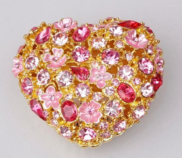 Tannelli di gioielli in peltro a forma di cuore Crystal in argento con regalo di design floreale floreale