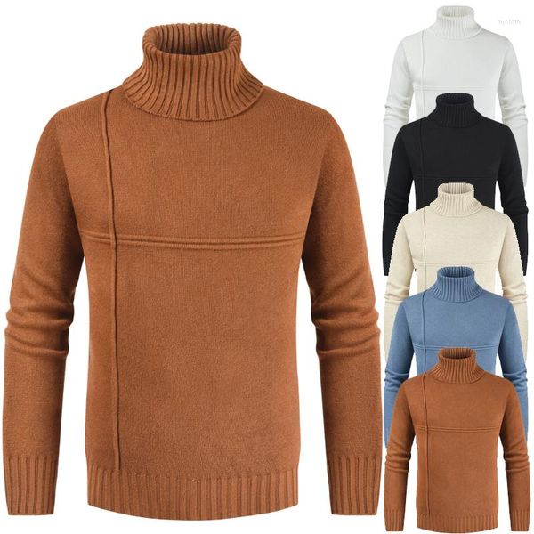 Suéteres masculinos Turtleneck de inverno Masculino espesso Casual Casual Color Solid Qualidade