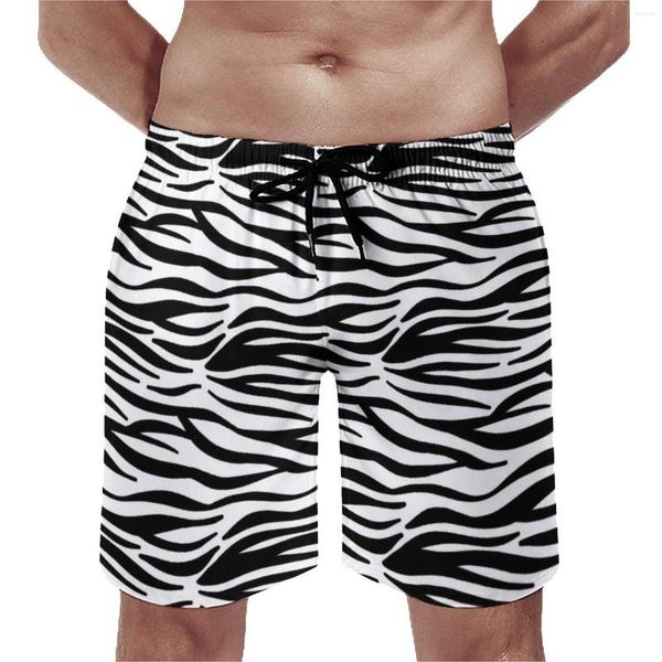 Shorts masculinos clássico zebra retro tronco de natação preto e branco listras homem rápido secagem esportiva plus size calças curtas