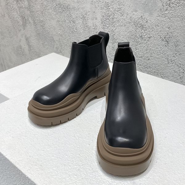 Com caixa marrom preto b v designer homens e mulheres botas curtas sopro plataforma elevação couro tornozelo botas tamanhos 35-46 + caixa 9528