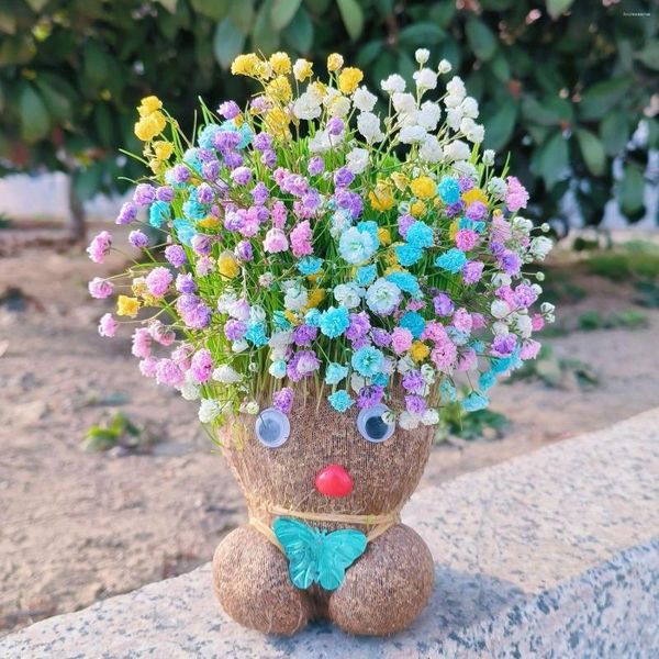 Flores decorativas Flor Grass Head Doll para ornamentos de jardim