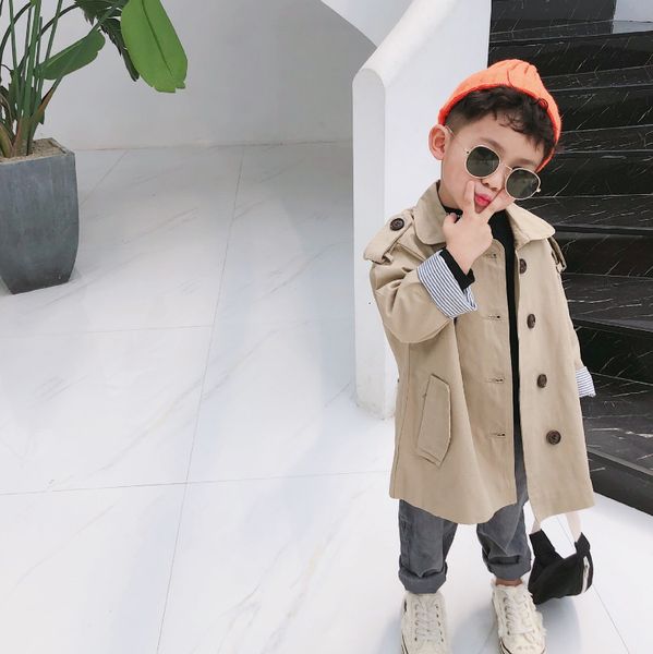 Jackets Autumn estilo coreano Fashion Boys Oversize Jackets Kids Kids Loose Listrado Retalhada de Tatchwork Long Children Outwears 230814