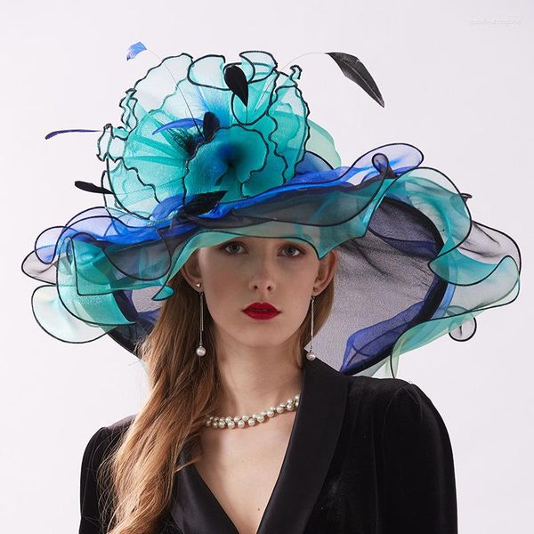 Kopfbedeckungen Organza -Faszinator Hochzeitshüte für Frauen elegante Hochzeiten Blumenchapeau de Mariage Accessoires 9 Farben