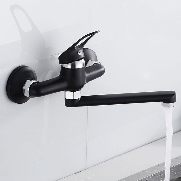 Küche Wasserhahnmischer Wandmontierte Eingriff Mixer Taps Waschbecken Wasserhahn Rotation Heißer kaltes Wassermischer Mopp Pool Tap Basin Wasserhahn