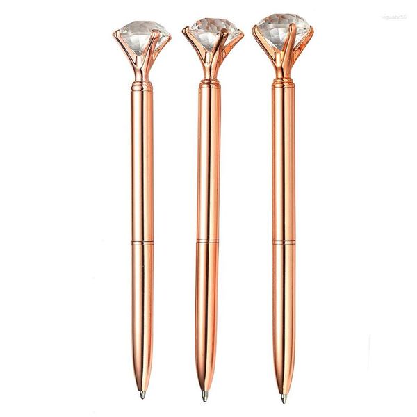 40pcs 2023 Brand Metal Ballpoint Pen Carat Diamond Ring Crystal Lady Hochzeitsbüro -Schulmaterial Geschenk Roller Baller