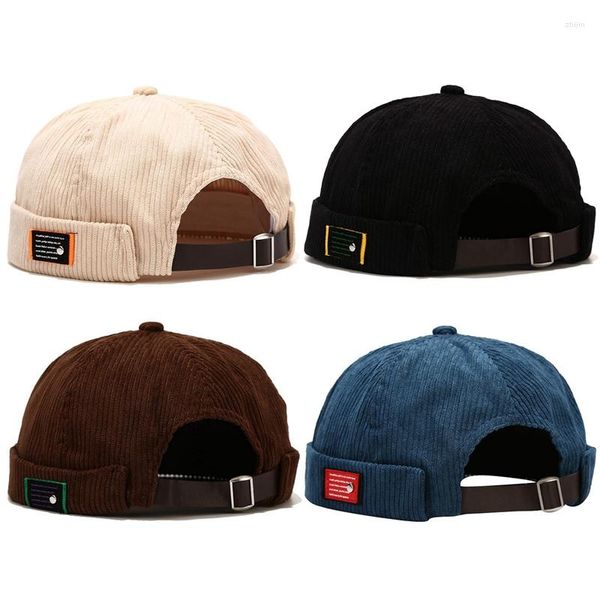 Berets Fashion Men Docker Cap verstellbare Gürtel Kopfbedecke Hip Hop Retro Beanie Caps Randless SkullCap Warm Melon Hats Street Vermieter Hut