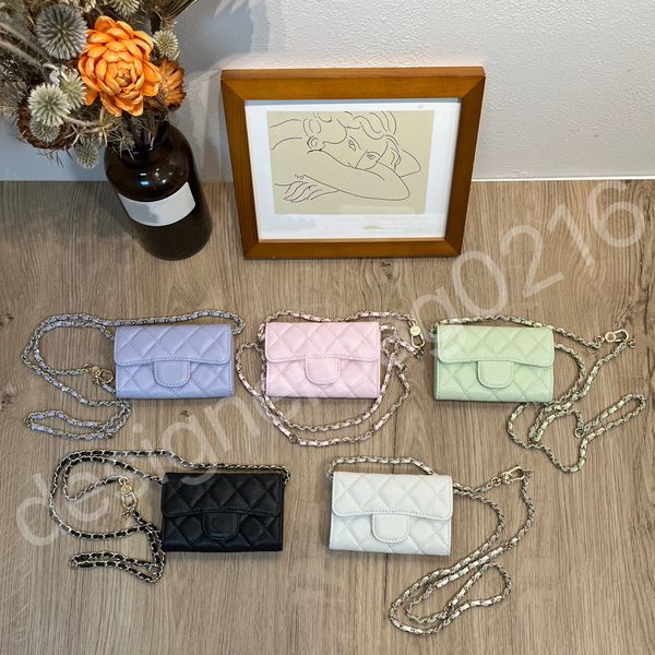 Neue Frauenkette Brieftasche Leder Clutch Bag Dinner Bag Body Visitenkarte Halter Fashion Ladies Umhängetasche Handtasche Flip Mini Bag Messengerbeutel weiblich