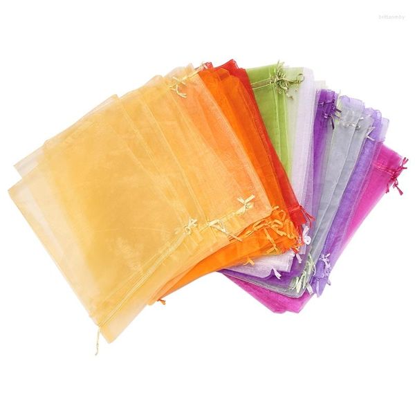 Takı Torbaları 100 PCS Büyük Organza Çantaları 20x30 cm Meytan Hediye Drawstring Noel Düğünü (Rastgele Renk)