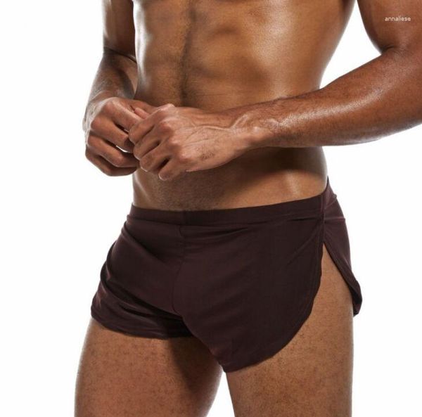 Underpants di fascia alta biancheria da uomo maschile ghiaccio setose pugili U-bulge Shorts maschio semplice colore solido casa s m l xl