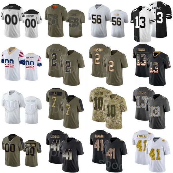 2024 Yeni Özel Futbol 7 Taysom Hill Jersey 89 Rashid Shaheed 12 Chris Olave 41 Ain Kamara 56 Demario Davis 32 Tyrann Mathieu 20 Pete Werner 2 Jameis Winston Man