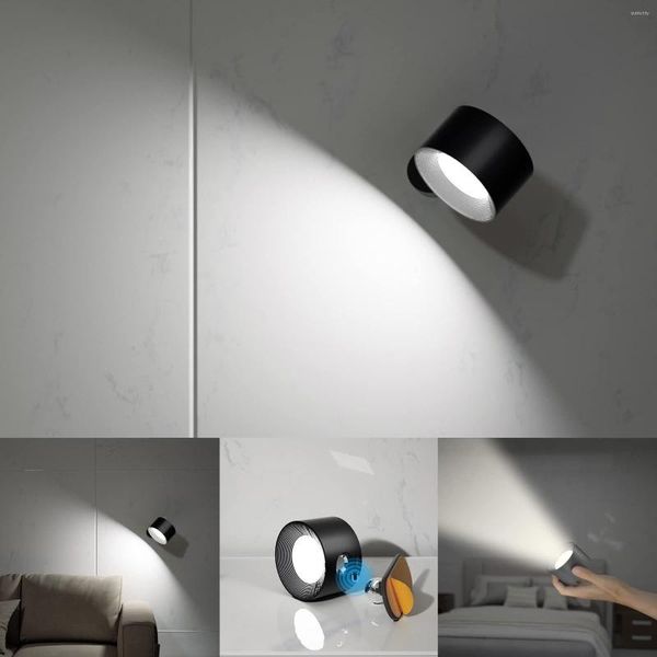 Wandlampen 360 Drehen Sie LED Light USB wiederaufladbare Berührungssteuerungssteuerungsleuchte montierte Leuchten für Schlafzimmer Leselampe