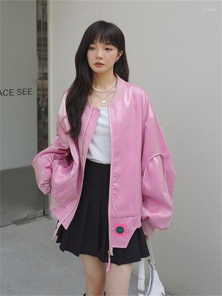 Jackets femininos Jacket Women 2023 Autumn Manga Longa Zipper Loose Casual Streetwear