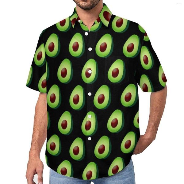 Herren lässige Hemden lustige Obstblusen männlicher süßer Avocado -Print Hawaiian Kurzarm Muster Y2k übergroße Strandhemdgeschenkidee Idee