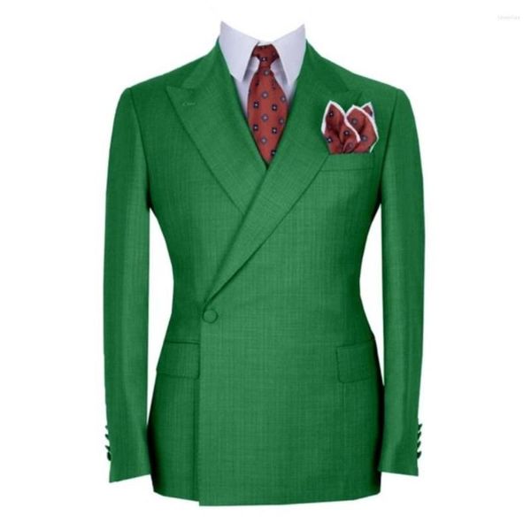 Herrenanzüge Grüne 1 Knopf Männer ihren Höchst -Revers -Kostüm Homme Hochzeitsbräutigam Kleid Smoking Terno Maskulino Prom 2 PCs Blazer Jacke Hose